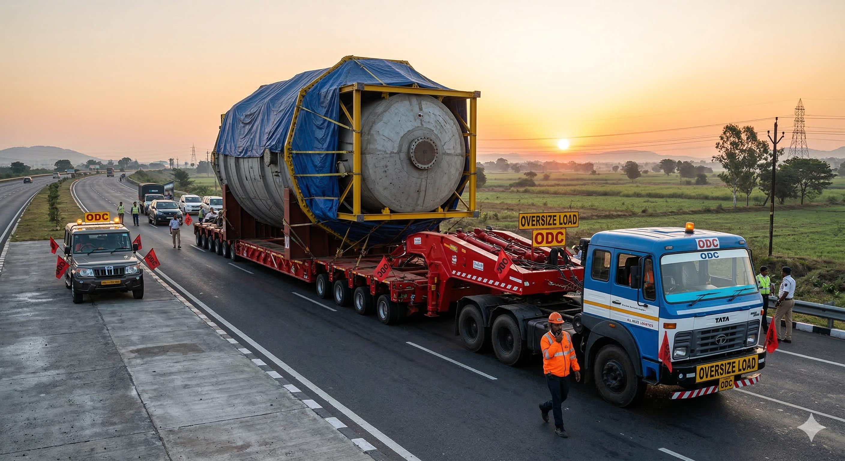 Lavanya Freight Carrier over-dimensional cargo shipment on a multi-axle trailer